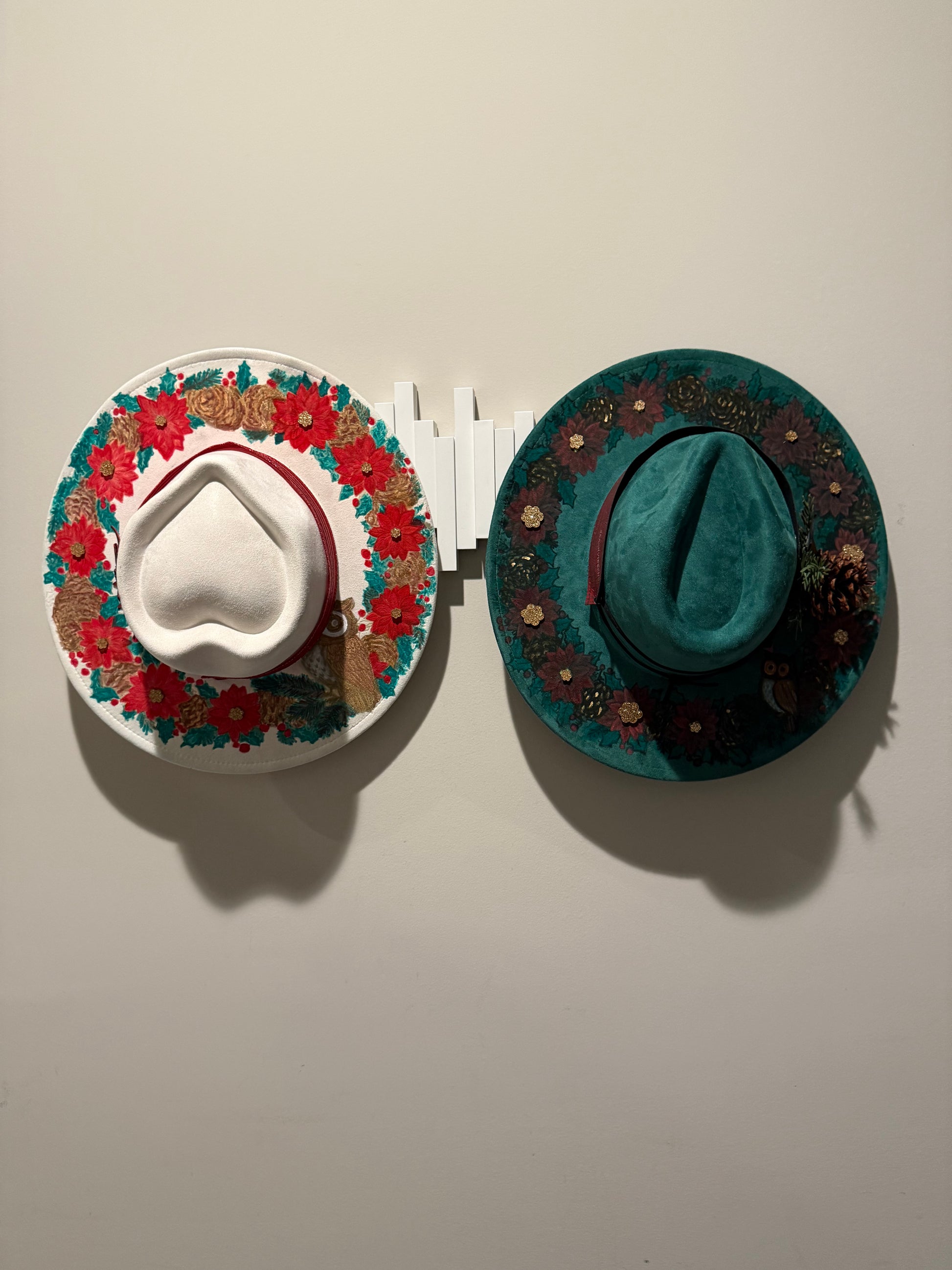 Cream Merry Christmas Wreath Hat BeachVibesNC Crystal Coast Cowgirl