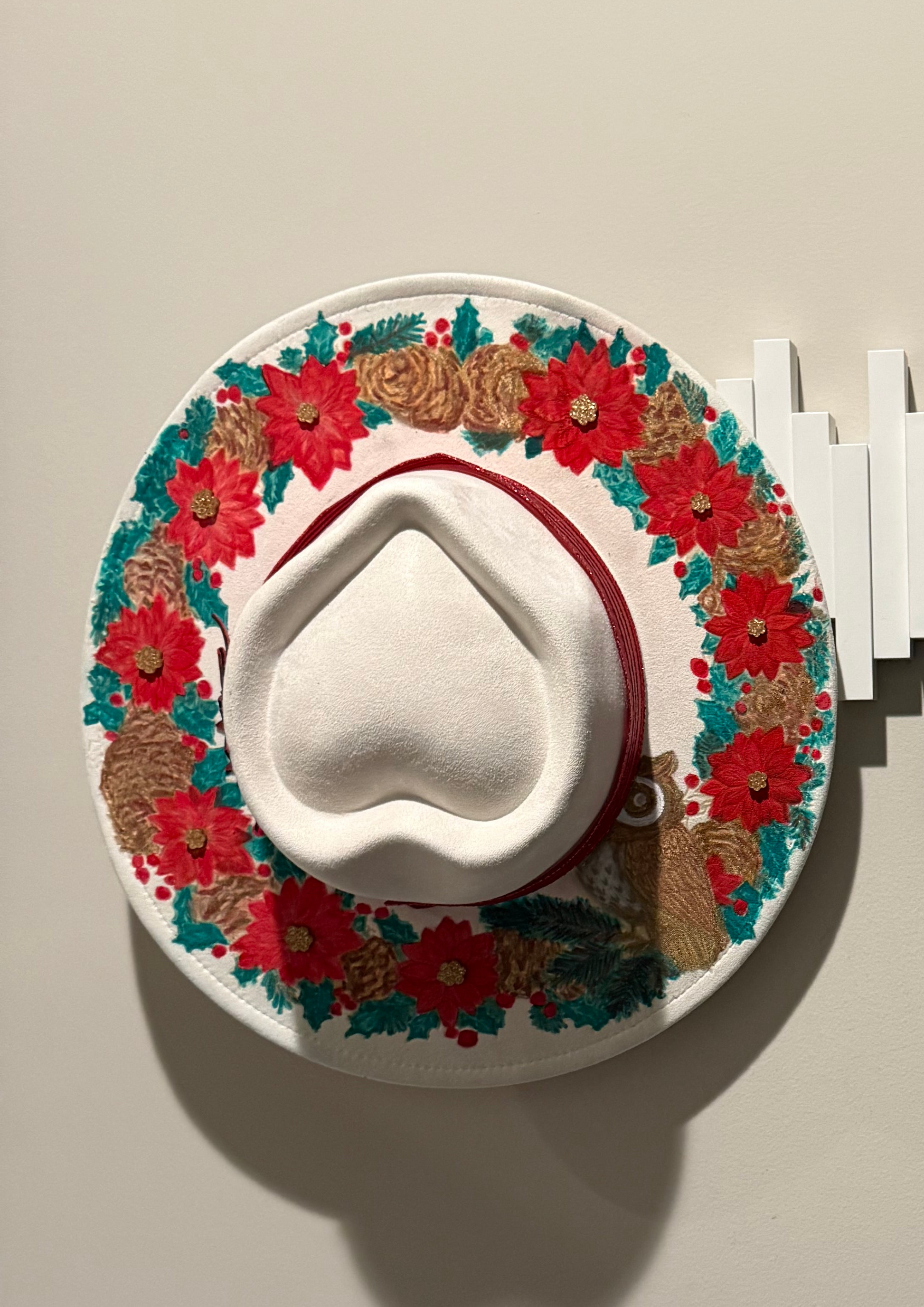 Cream Merry Christmas Wreath Hat BeachVibesNC Crystal Coast Cowgirl