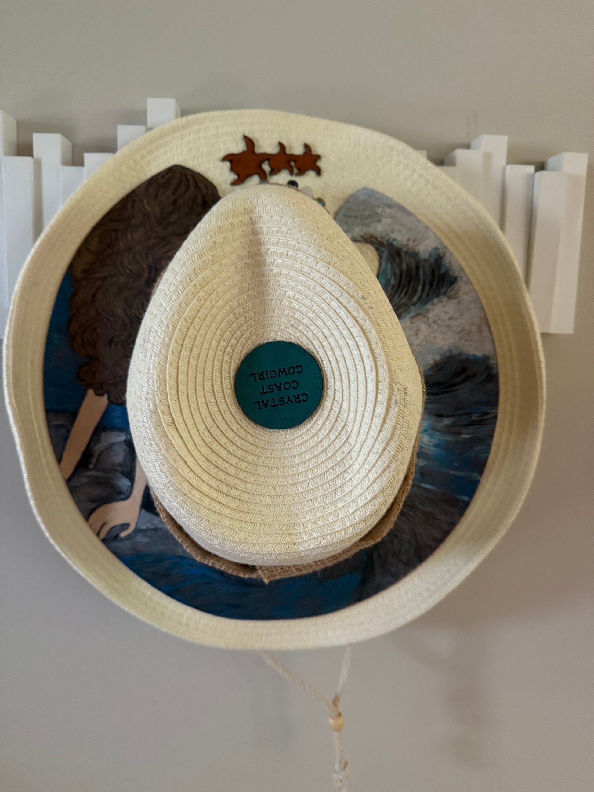 Crystal Coast Cowgirl Hat Mermaid With Sea Turtles and Dolphins