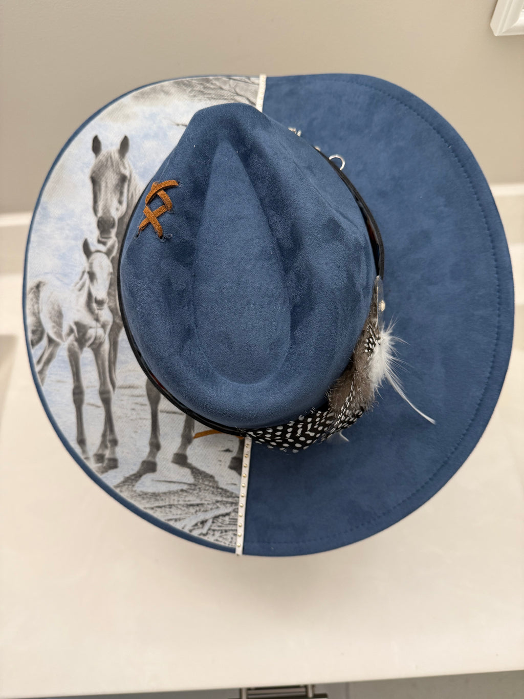 Blue hat horse with foal Crystal Coast Cowgirl Hat