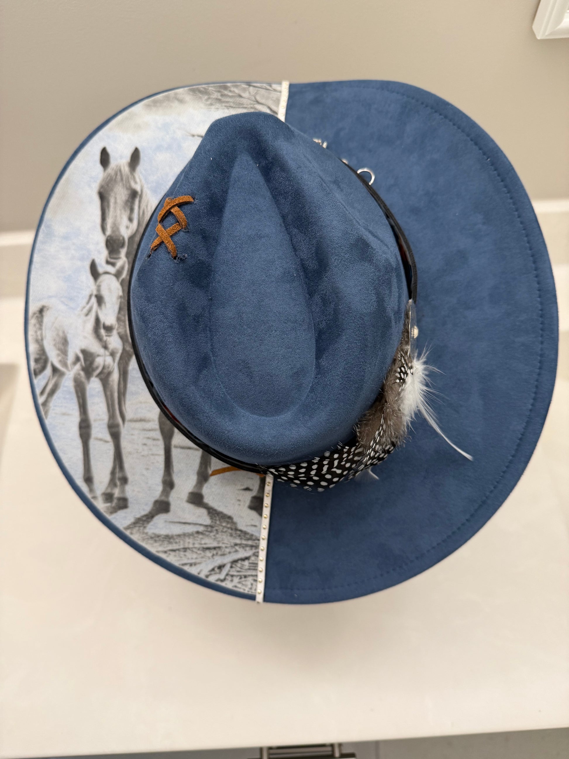 Blue hat horse with foal Crystal Coast Cowgirl Hat