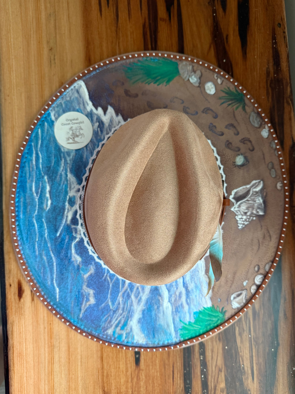 Tan hat “Shelling on the beach” Crystal Coast Cowgirl Hat