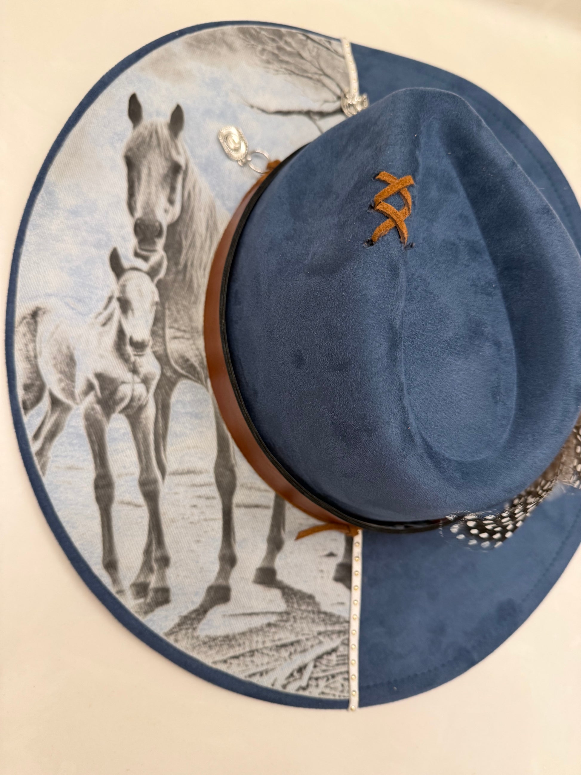Blue hat horse with foal Crystal Coast Cowgirl Hat