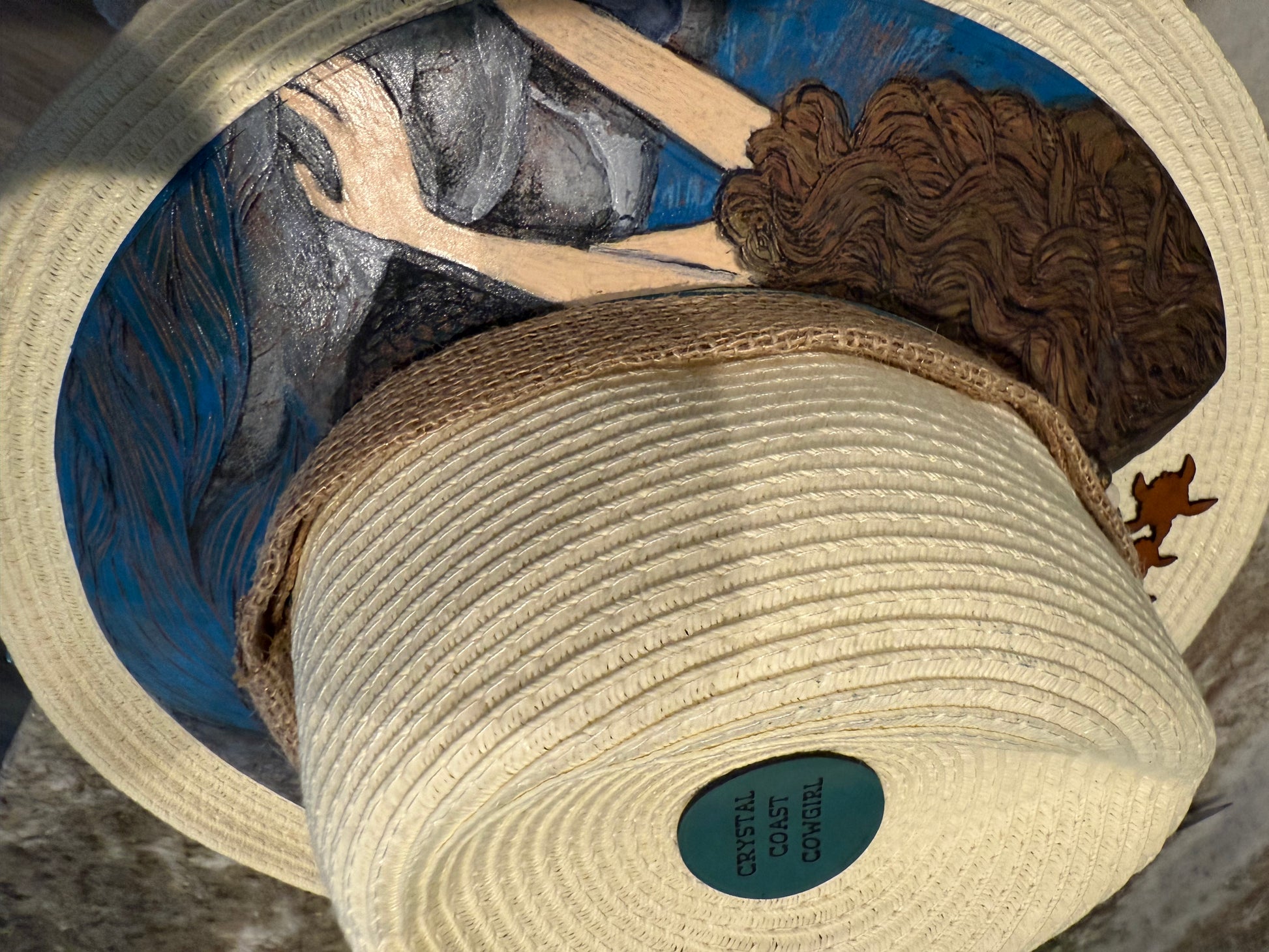 Crystal Coast Cowgirl Hat Mermaid With Sea Turtles and Dolphins