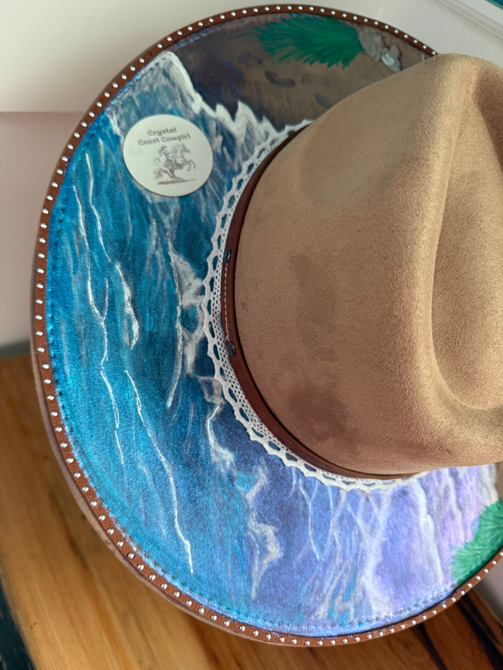 Tan hat “Shelling on the beach” Crystal Coast Cowgirl Hat
