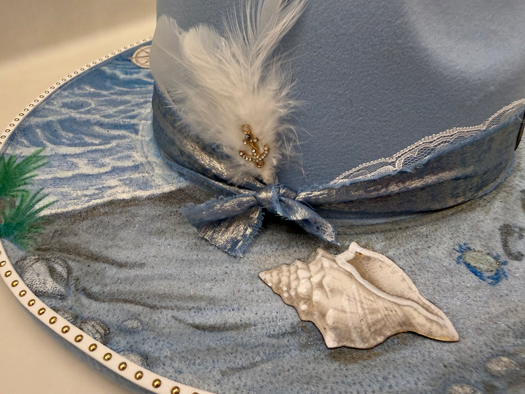 Blue hat Shelling on the Crystal Coast Cowgirl Hat