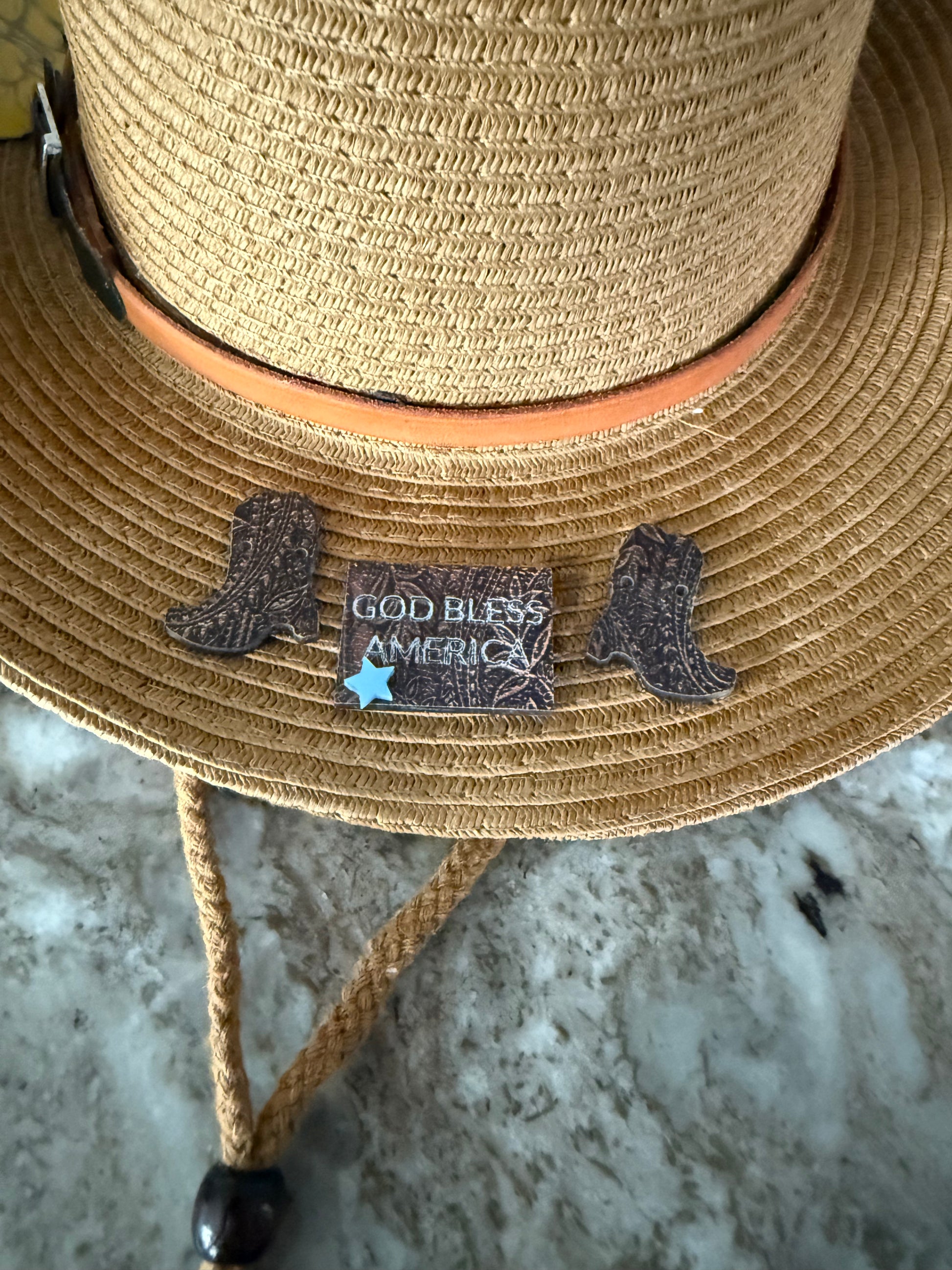 Crystal Coast Cowgirl Hat also great for gardening, with leathette sunflowers
